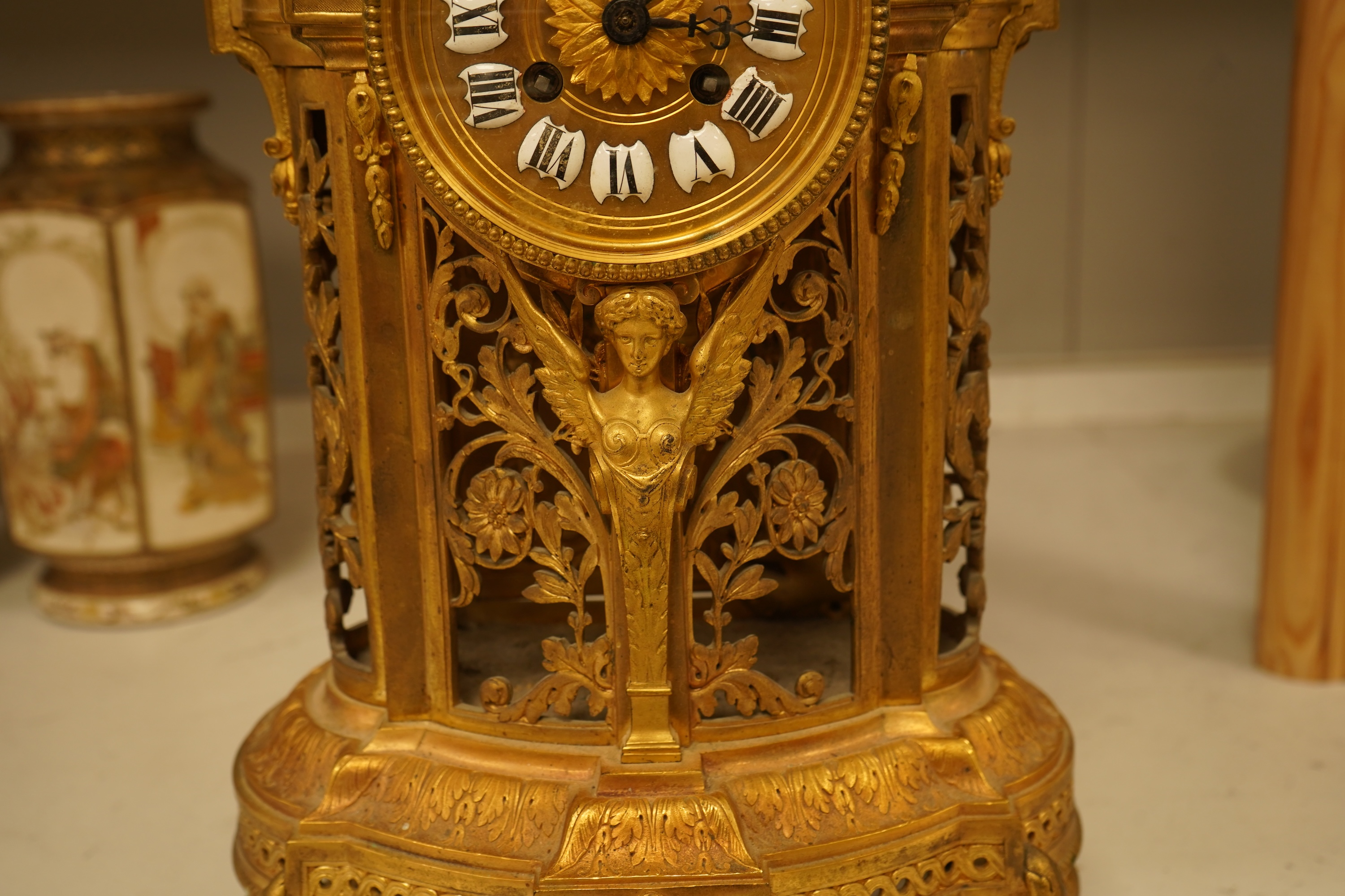 A Louis XIV style ormolu mantel clock, 54cm high